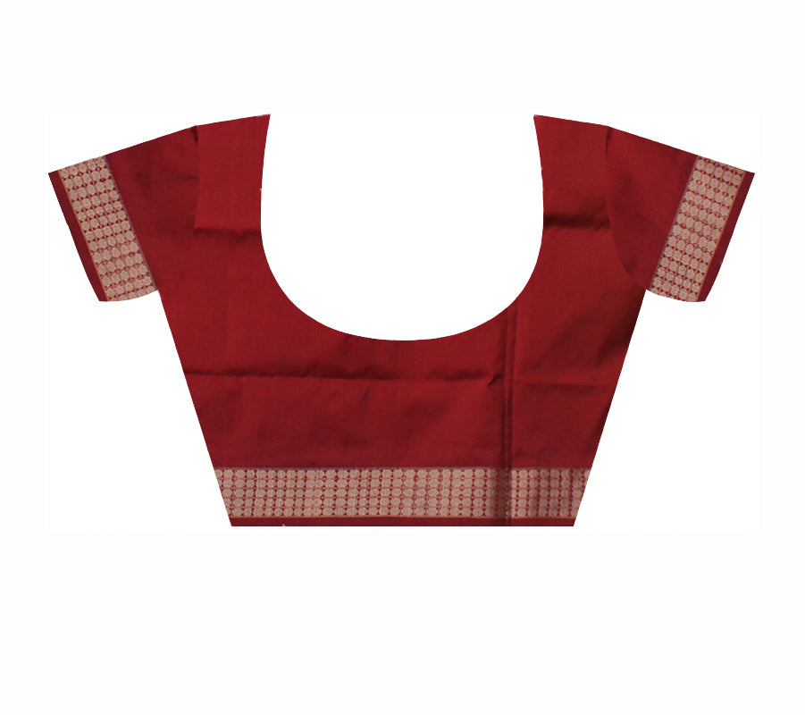 YELLOW AND MAROON COLOR PADMA PATA SAREE , WITH MATCHING BLOUSE PIECE. - Koshali Arts & Crafts Enterprise