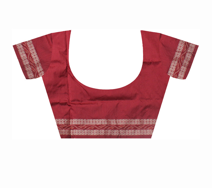 TRADITIONAL VILLAGE PATTERN SAPTA PATA SAREE IS DARK GREEN, YELLOW AND MAROON COLOR, WITH BLOUSE PIECE. - Koshali Arts & Crafts Enterprise