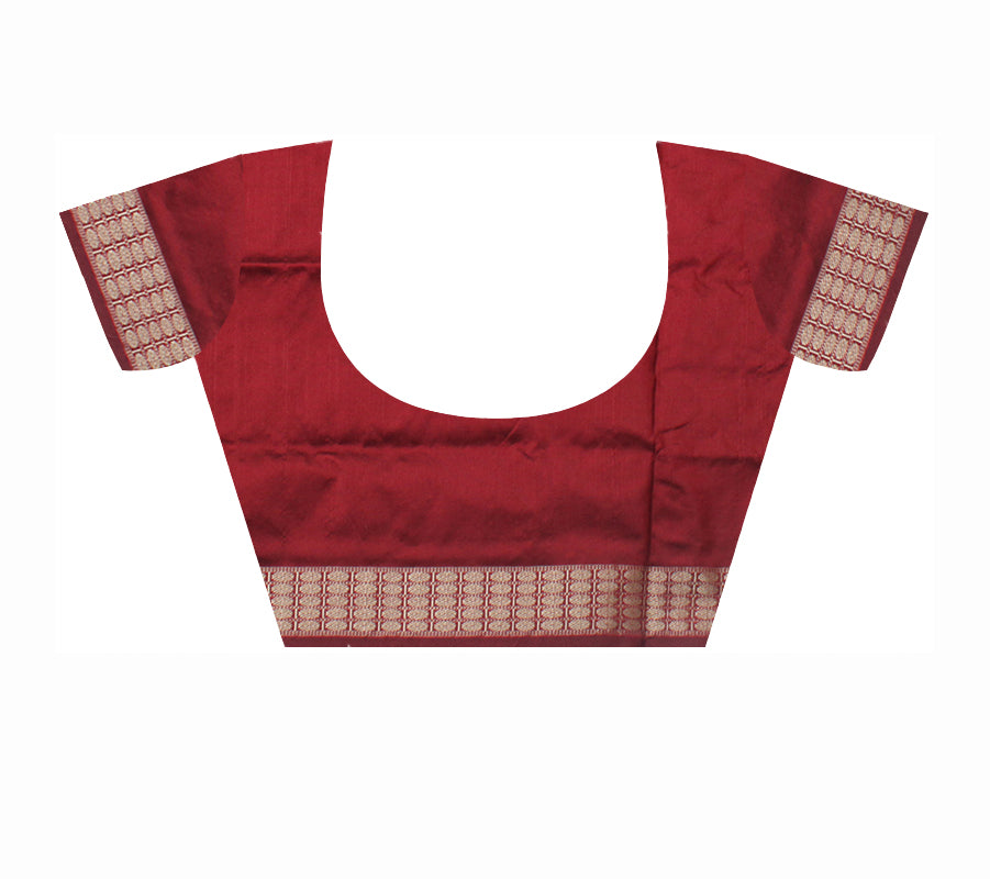 3D COLOR TERRACOTTA WITH FLOWER PATTERN PATLI PATA SAREE, WITH MATCHING BLOUSE PIECE. - Koshali Arts & Crafts Enterprise