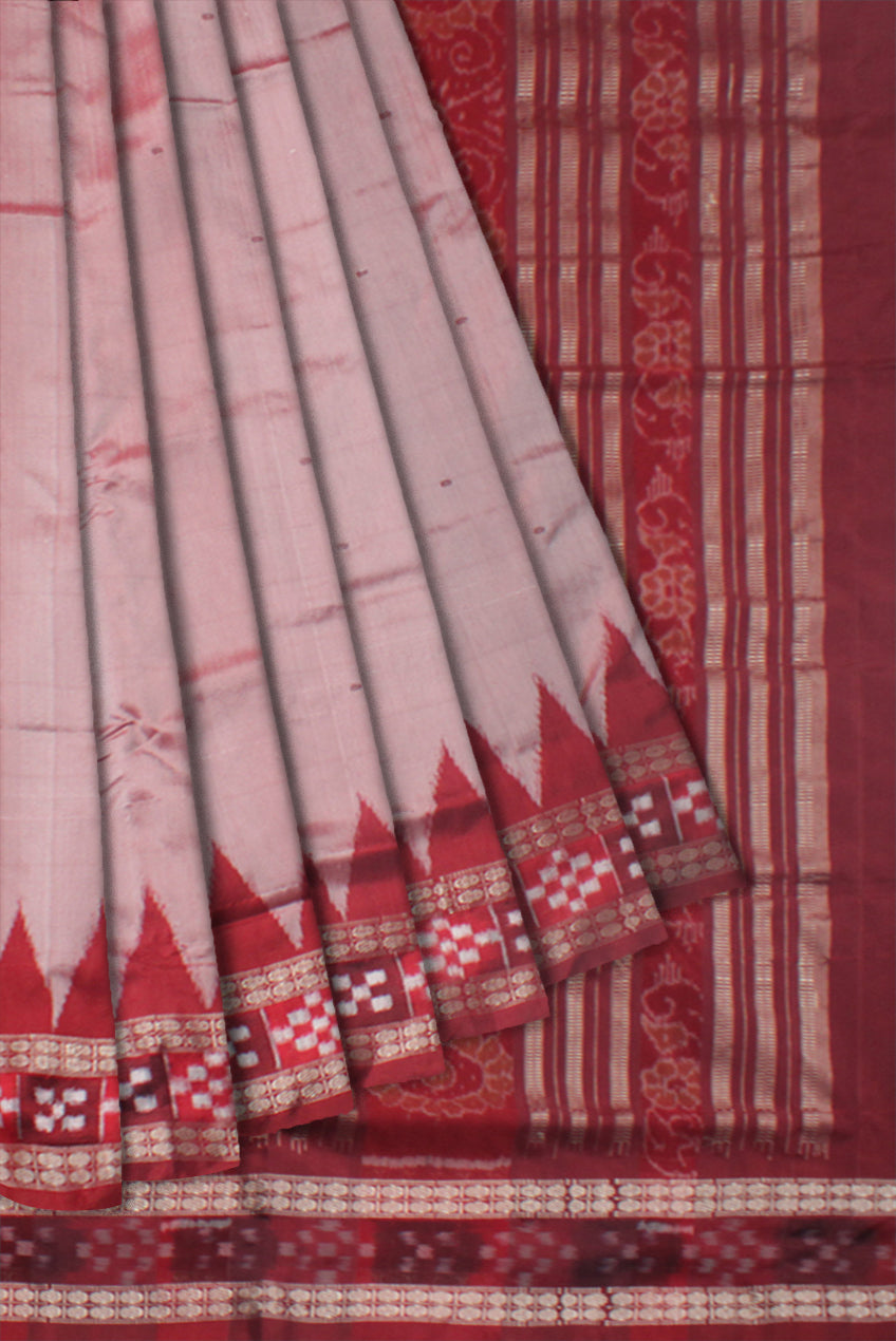 SILVER AND MAROON COLOR DHADI SAPTA PATA SAREE, WITH MATCHING BLOUSE PIECE. - Koshali Arts & Crafts Enterprise