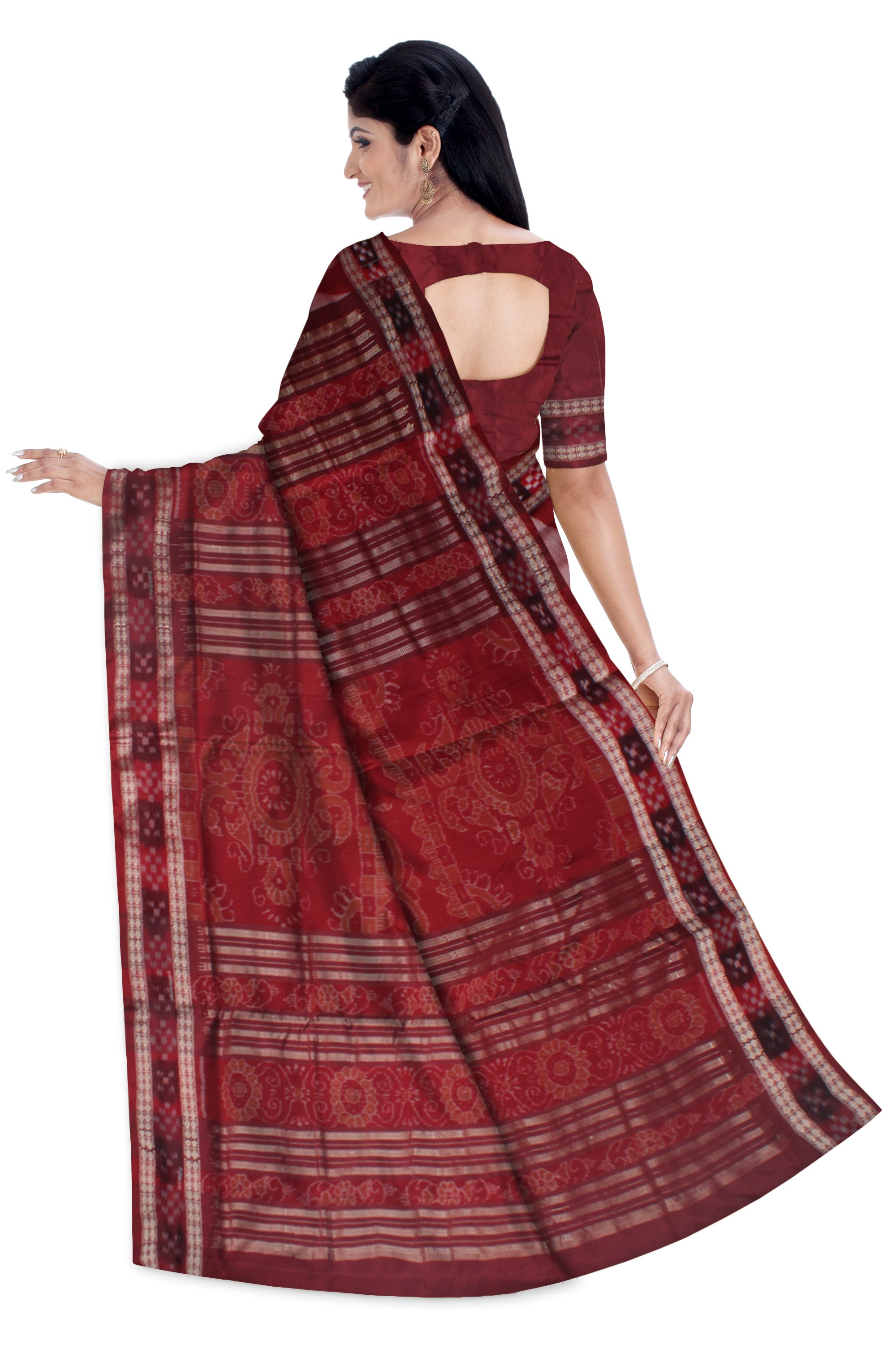 SILVER AND MAROON COLOR DHADI SAPTA PATA SAREE, WITH MATCHING BLOUSE PIECE. - Koshali Arts & Crafts Enterprise