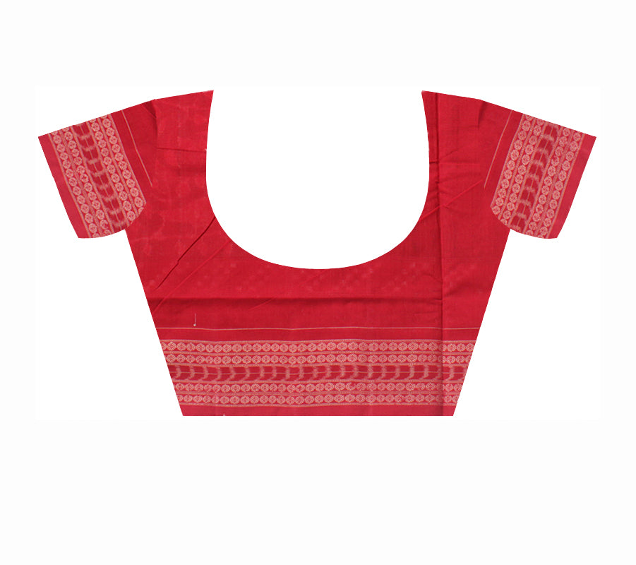 TRADITIONAL FOREST ANIMAL PATTERN SILVER, COFFEE AND RED COLOR PURE COTTON SAREE,WITH MATCHING BLOUSE PIECE. - Koshali Arts & Crafts Enterprise