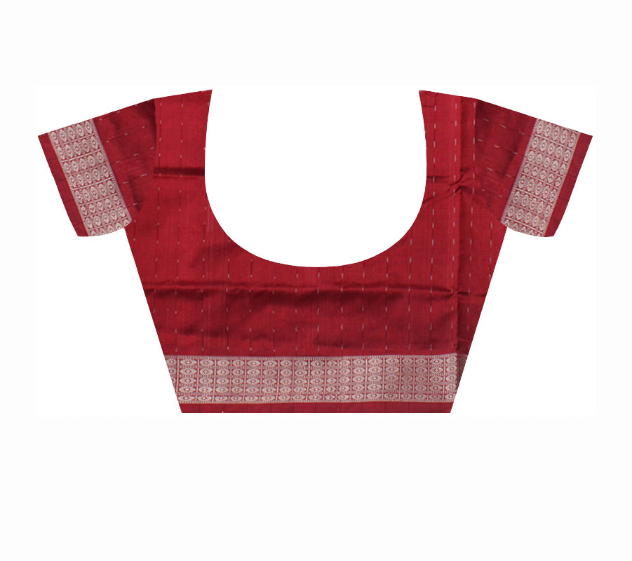 FULL BODY SMALL  PASAPALI PATTERN PURE SILK SAREE IS GREEN AND MAROON COLOR BASE,ATTACHED WITH MATCHING BLOUSE PIECE. - Koshali Arts & Crafts Enterprise