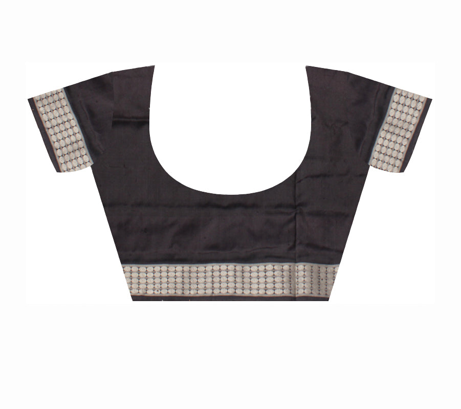 RED AND BLACK COMBINATION PURE SILK SAREE IS PASAPALI WITH TERRACOTTA PATTERN.WITH MATCHING BLOUSE PIECE. - Koshali Arts & Crafts Enterprise