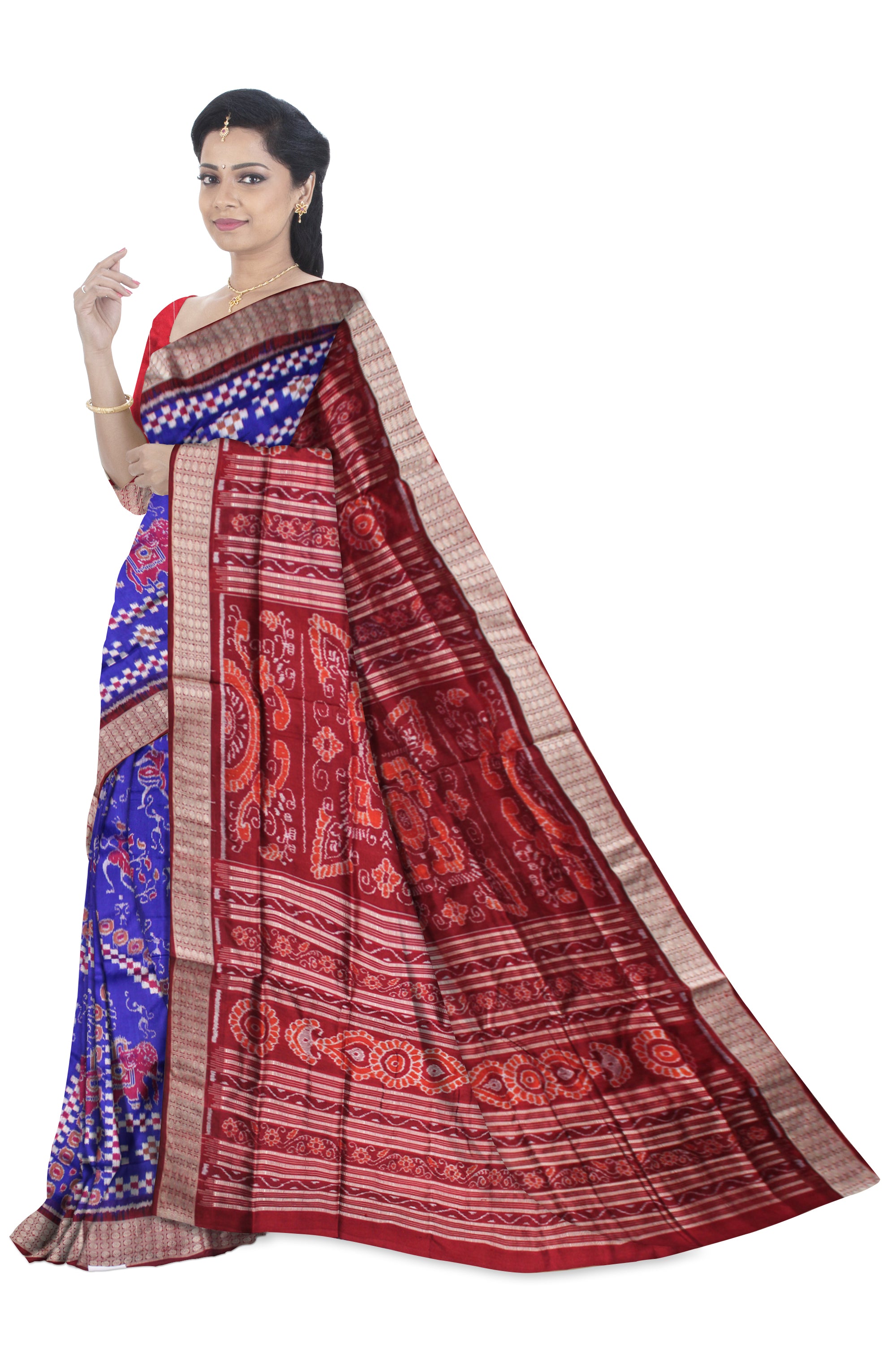 MARRAIGE COLLECTION PURE SILK SAREE IS ELEPHANT WITH TERRACOTTA PATTERN.COMES WITH MATCHING BLOUSE PIECE. - Koshali Arts & Crafts Enterprise