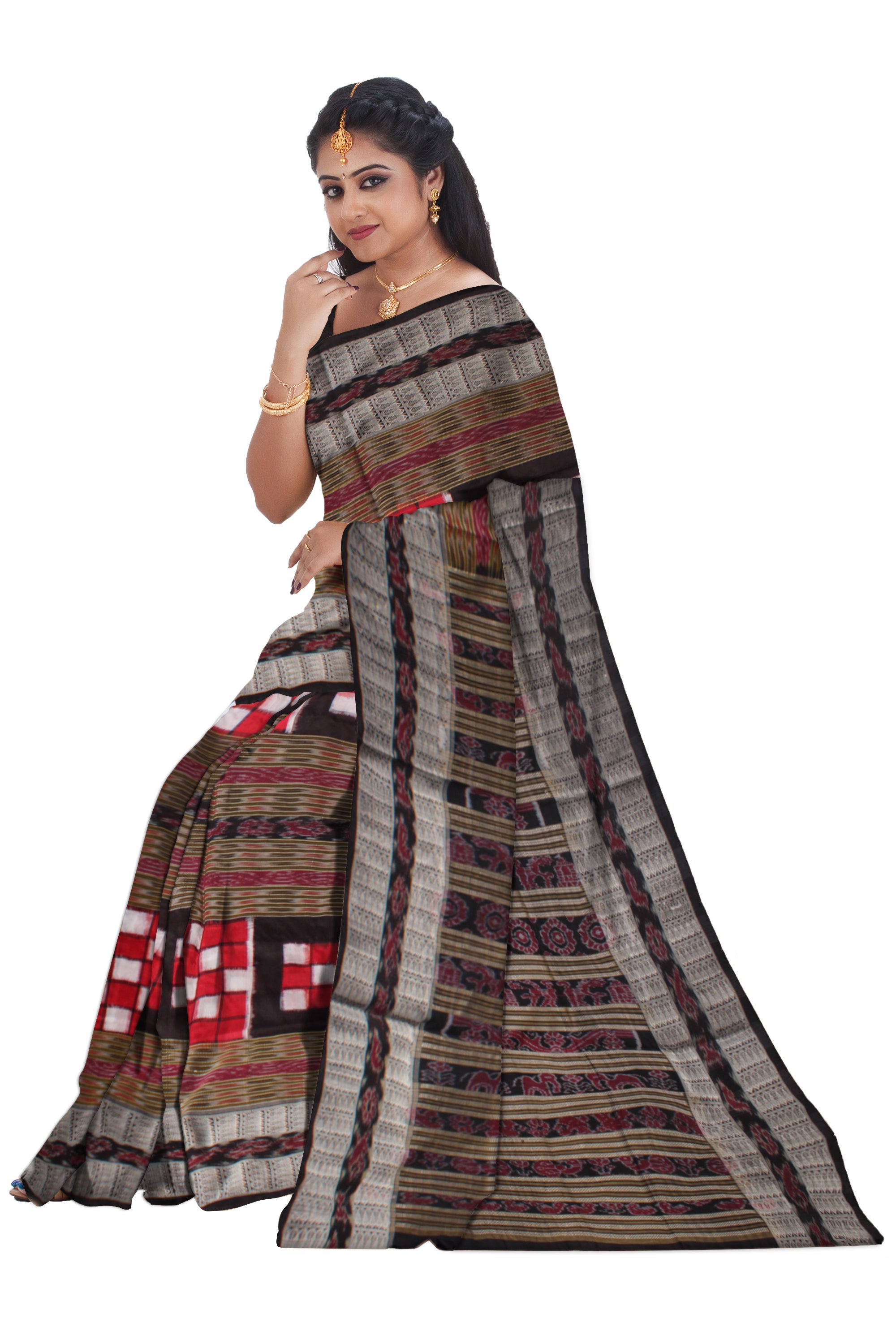 LATEST COLLECTION BICHITRAPURI PURE SILK SAREE IS BLACK AND RED  COLOR BASE,COMES WITH MATCHING BLOUSE PIECE, - Koshali Arts & Crafts Enterprise