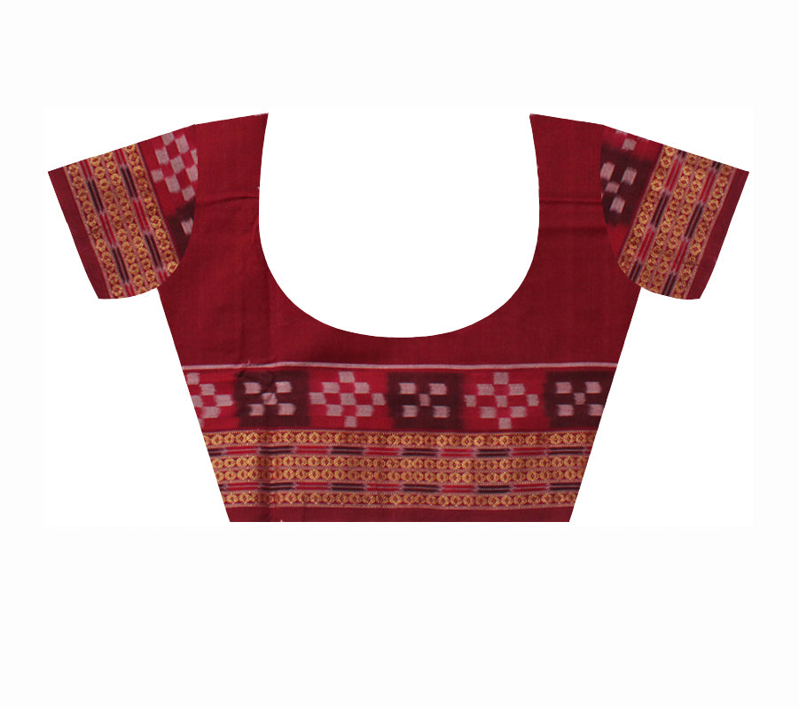 GREEN AND MAROON COLOR DHADI PASAPALI PATTERN PURE COTTON SAREE WITH MTACHING BLOUSE PIECE. - Koshali Arts & Crafts Enterprise