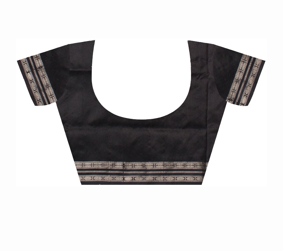 PALLU WITH WHOLE BODY DOLL PRINT PATTERN PATA SAREE IS PINK ,GREEN AND BLACK COLOR BASE,WITH MATCHING BLOUSE PIECE. - Koshali Arts & Crafts Enterprise