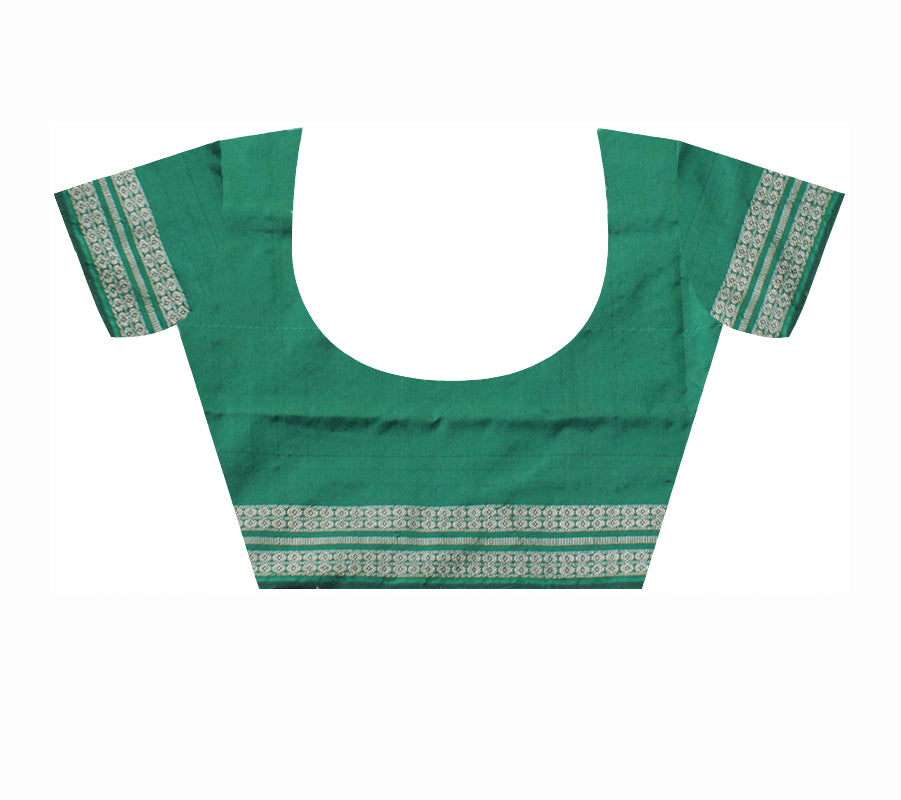 HANDLOOM SILK SAREE IS PINK AND GREEN COMBINATION WITH MATCHING BLOUSE PIECE. - Koshali Arts & Crafts Enterprise