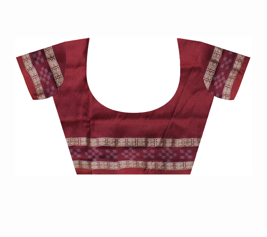 TRADITIONAL DHADI PASAPALI PATTERN PATA SAREE IS YELLOW AND MAROON COLOR BASE.WITH BLOUSE PIECE - Koshali Arts & Crafts Enterprise