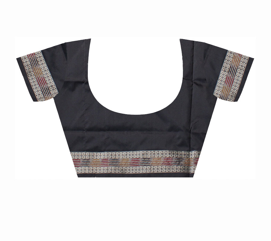 NEW TRADITIONAL LOOK PERE PERE BANDHA WITH BOMKEI PATTERN SAREE WITH BLACK COLOR BLOUSE. - Koshali Arts & Crafts Enterprise