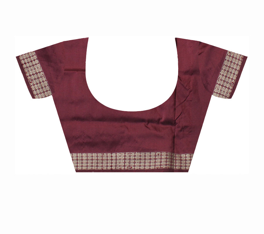 PASAPALI WITH BOMKEI DESIGN PATLI PATA SAREE IS PINK AND COFFEE COLOR BASE,WITH BLOUSE PIECE. - Koshali Arts & Crafts Enterprise