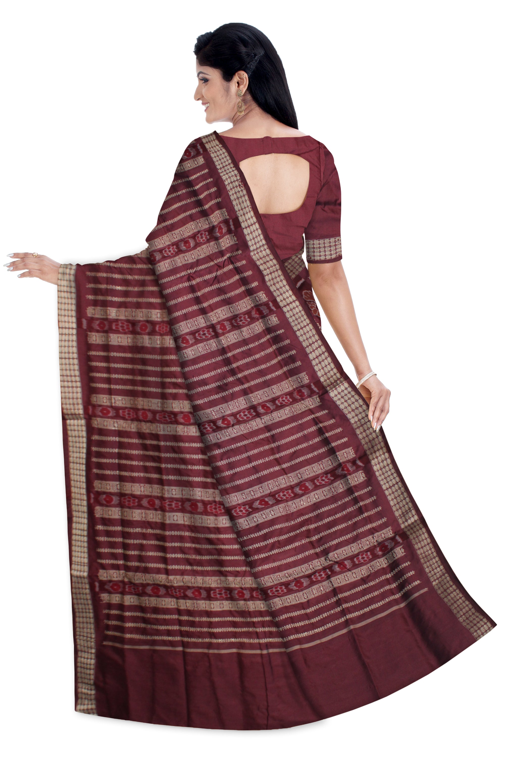 PASAPALI WITH BOMKEI DESIGN PATLI PATA SAREE IS PINK AND COFFEE COLOR BASE,WITH BLOUSE PIECE. - Koshali Arts & Crafts Enterprise