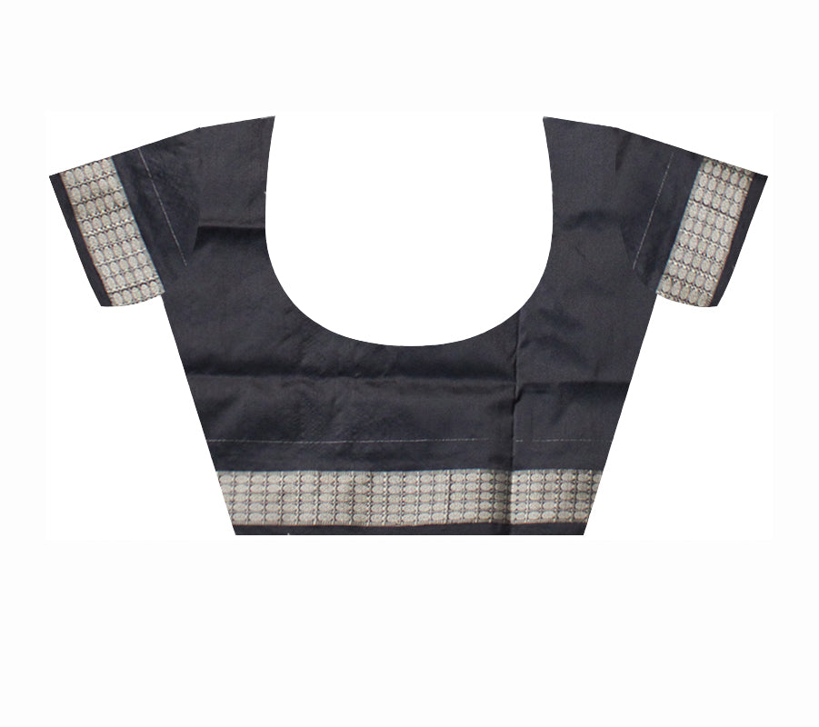 GREEN AND BLACK COLOR TERRACOTTA PATTERN  SILK SAREE, WITH MATCHING BLOUSE PIECE. - Koshali Arts & Crafts Enterprise