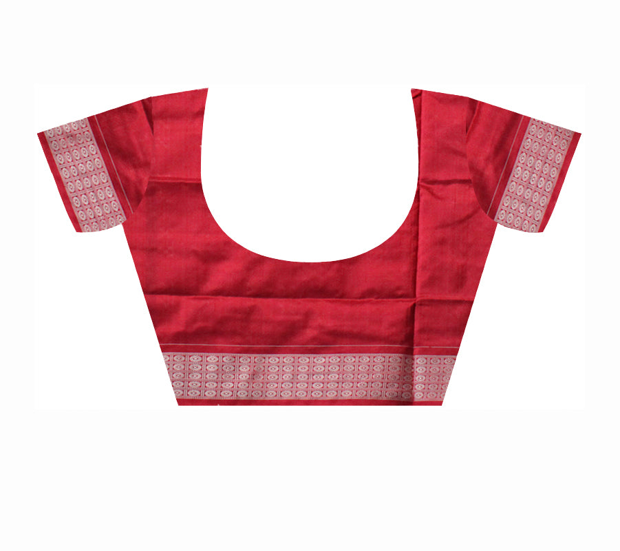 LIGHT GREEN AND RED COLOR PURE SILK SAREE, WITH MATCHING BLOUSE PIECE. - Koshali Arts & Crafts Enterprise