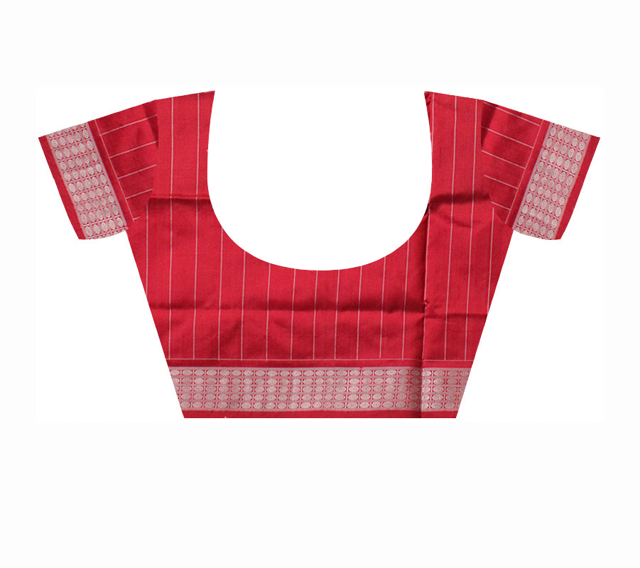 LIGHT GREEN AND RED COLOR TERRACOTTA PATTERN PURE SILK SAREE,WITH MATCHING BLOUSE PIECE. - Koshali Arts & Crafts Enterprise