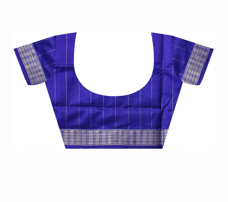 TRADITIONAL VILLAGE PATTERN  PALLU WITH BODY TERRACOTTA PATTERN PURE SILK SAREE IS RED AND BLUE COLOR BASE,COMES WITH MATCHING BLOUSE PIECE. - Koshali Arts & Crafts Enterprise