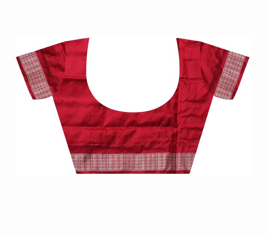 SMALL HOUSE AND TREE PATTERN PURE SILK SAREE IS GREY AND RED COLOR BASE,AVAILABLE WITH MATCHING BLOUSE PIECE. - Koshali Arts & Crafts Enterprise