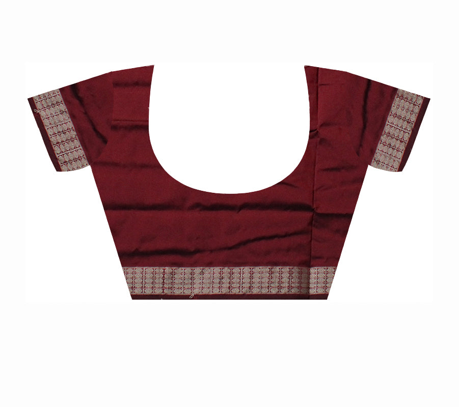 NARTAKI WITH SAPTA PATTERN BOMKEI PATA SAREE IS GREEN AND COFFEE COLOR BASE,WITH BLOUSE PIECE. - Koshali Arts & Crafts Enterprise