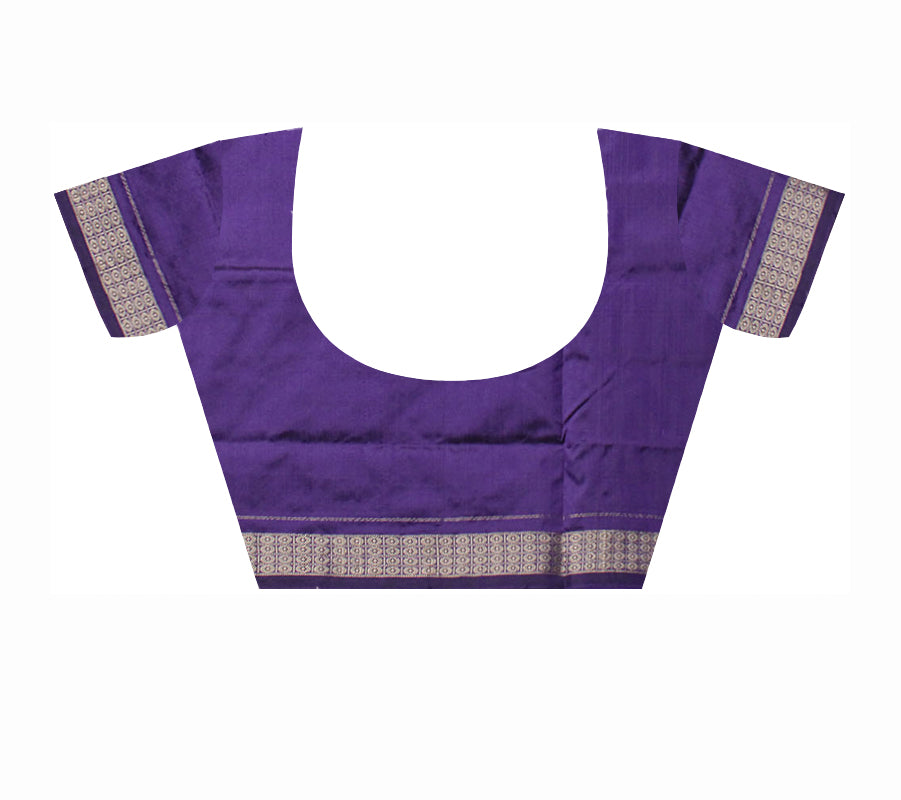 DARK GREEN AND PURPLE COLOR PLAIN PATA SAREE, WITH BLOUSE PIECE. - Koshali Arts & Crafts Enterprise