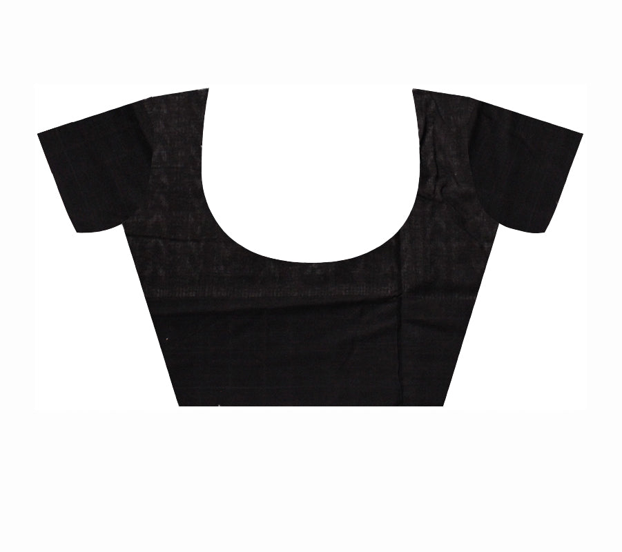 TRADITIONAL SAMBALPURI IKAT PATTERN COTTON SAREE IS GREY,COFFEE AND BLACK COLOR BASE,WITH MATCHING BLOUSE PIECE. - Koshali Arts & Crafts Enterprise