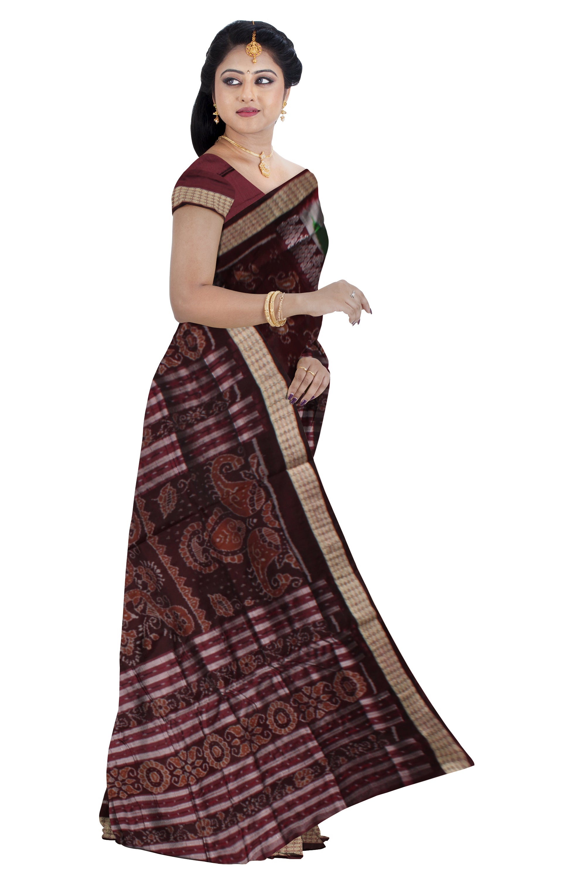 Nartaki with elephant pattern Bomkei Pata saree. - Koshali Arts & Crafts Enterprise