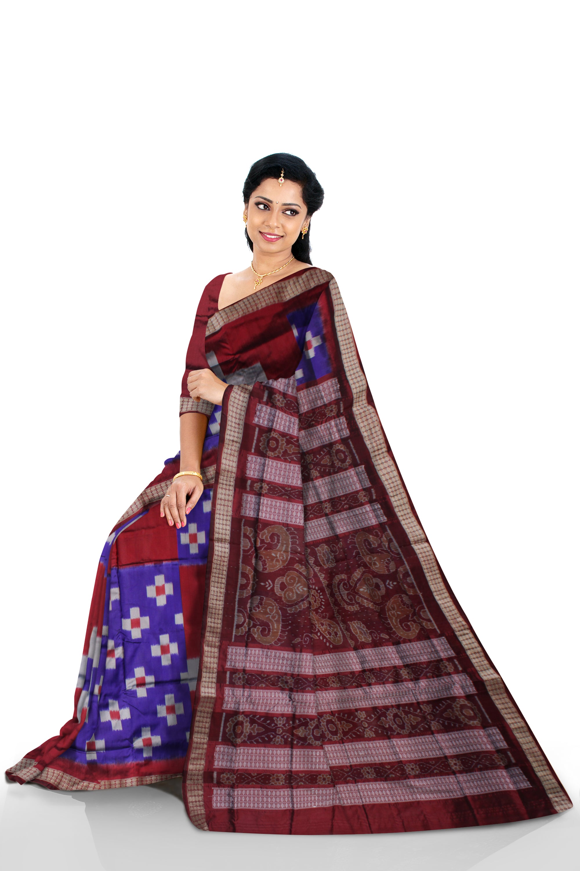 Small Pasapali with big Pasapali pattern Pata Saree,with Rudraksha border. - Koshali Arts & Crafts Enterprise