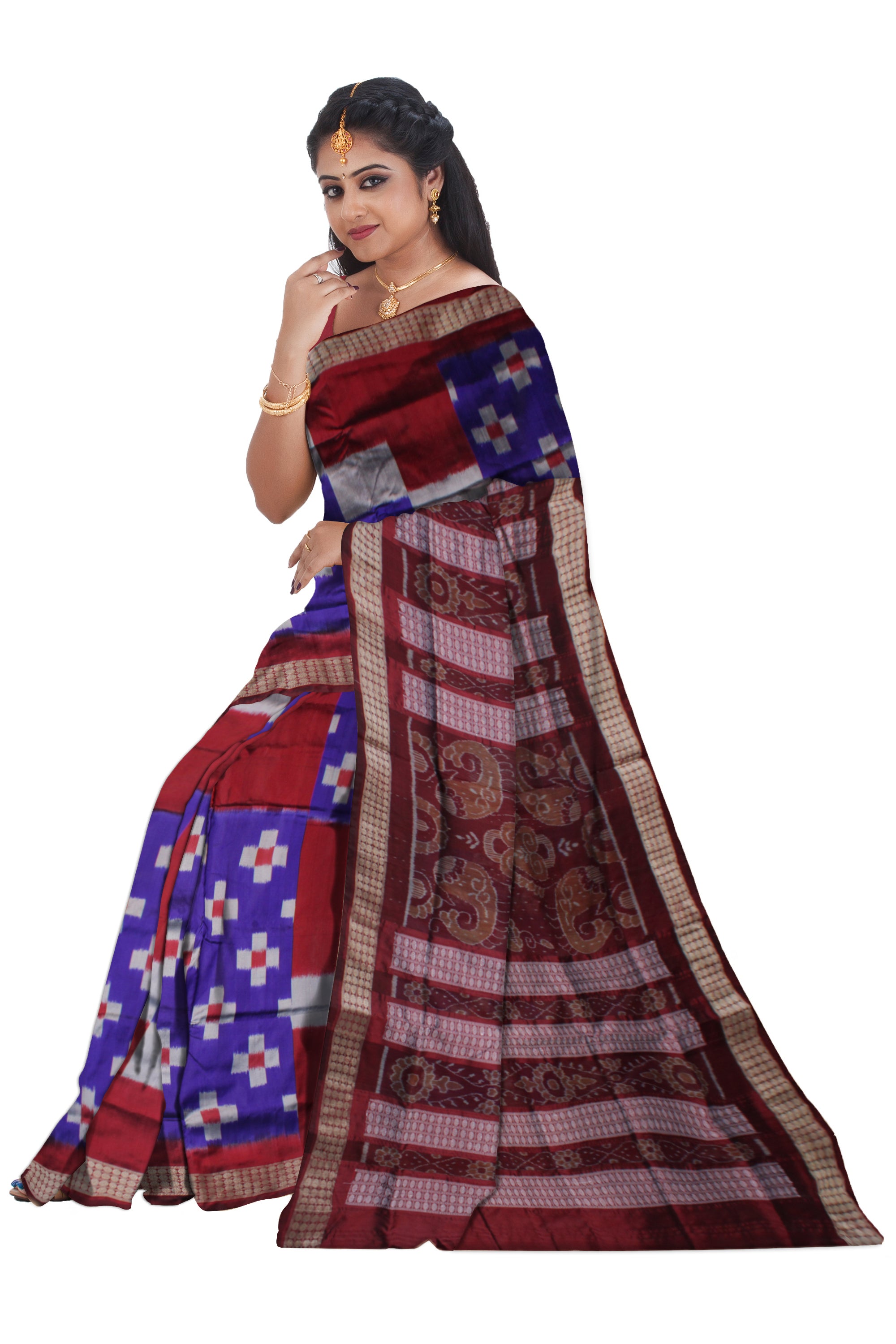 Small Pasapali with big Pasapali pattern Pata Saree,with Rudraksha border. - Koshali Arts & Crafts Enterprise