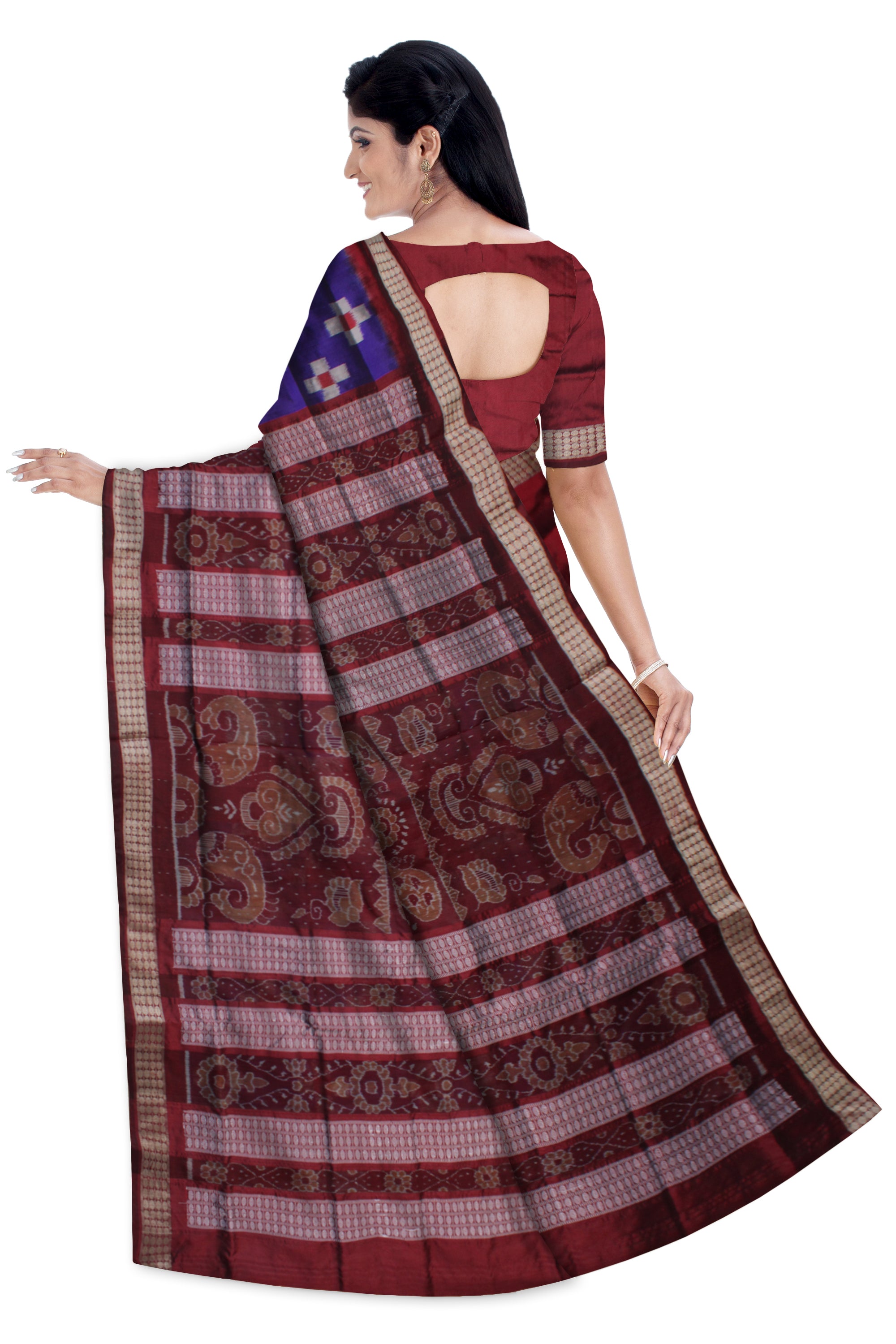 Small Pasapali with big Pasapali pattern Pata Saree,with Rudraksha border. - Koshali Arts & Crafts Enterprise
