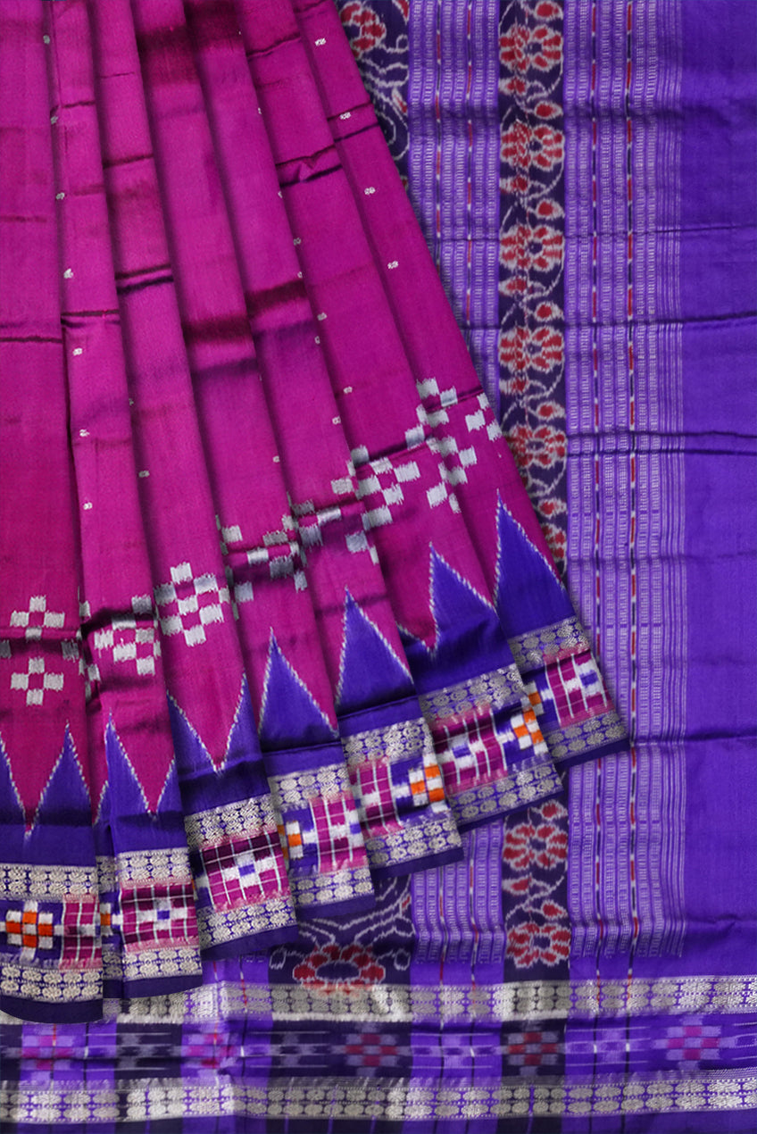 Pink and purple color dhadi pasapali pata saree. - Koshali Arts & Crafts Enterprise