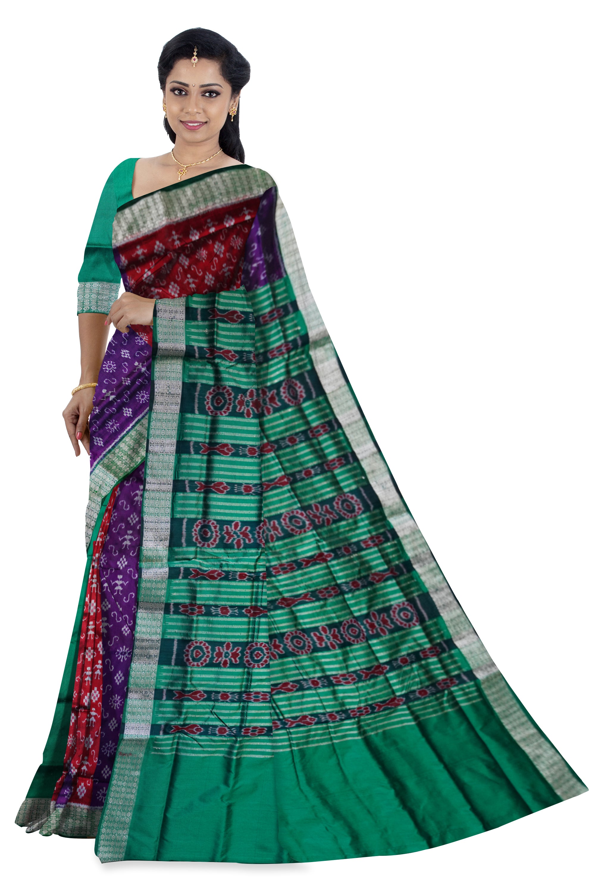 3d color terracotta pattern patli pata saree. - Koshali Arts & Crafts Enterprise