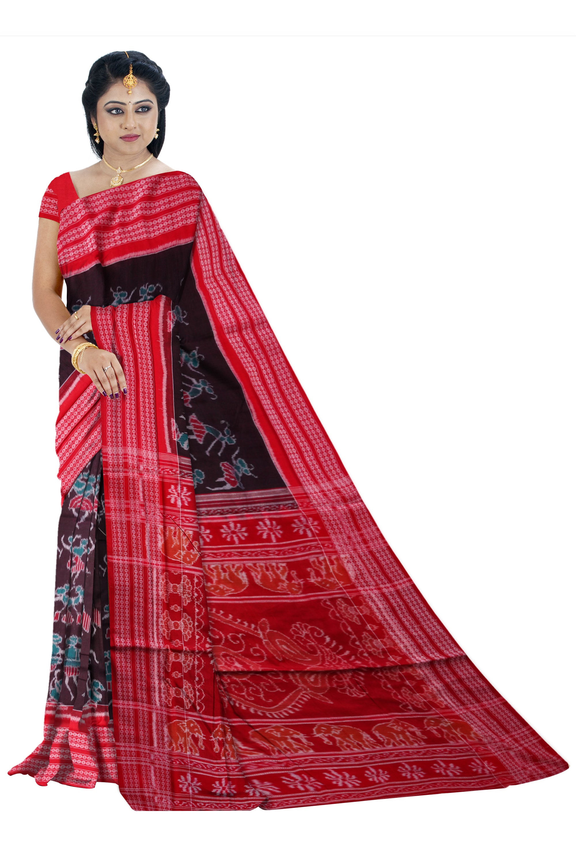 Tribal pattern pure cotton saree. - Koshali Arts & Crafts Enterprise