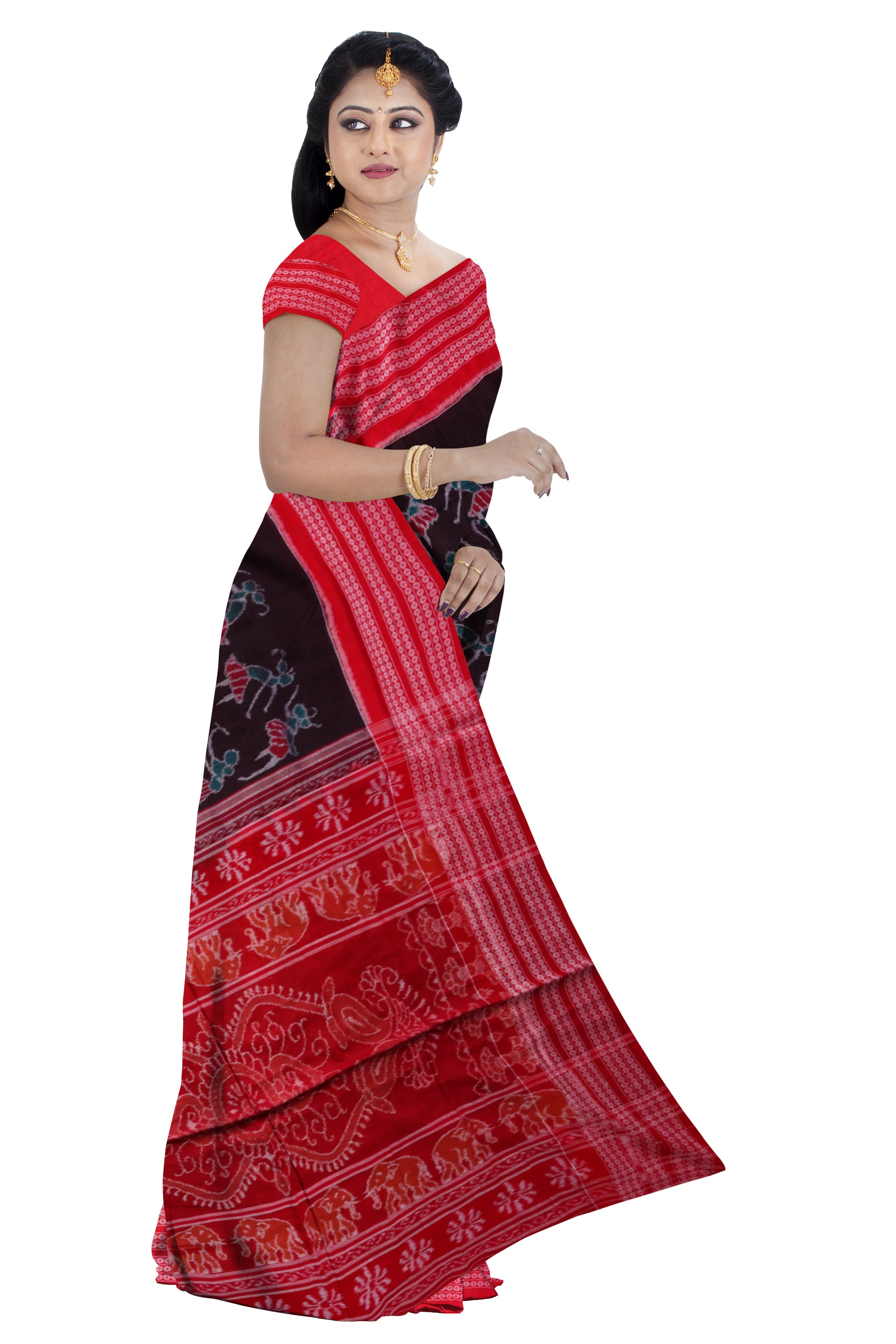 Tribal pattern pure cotton saree. - Koshali Arts & Crafts Enterprise