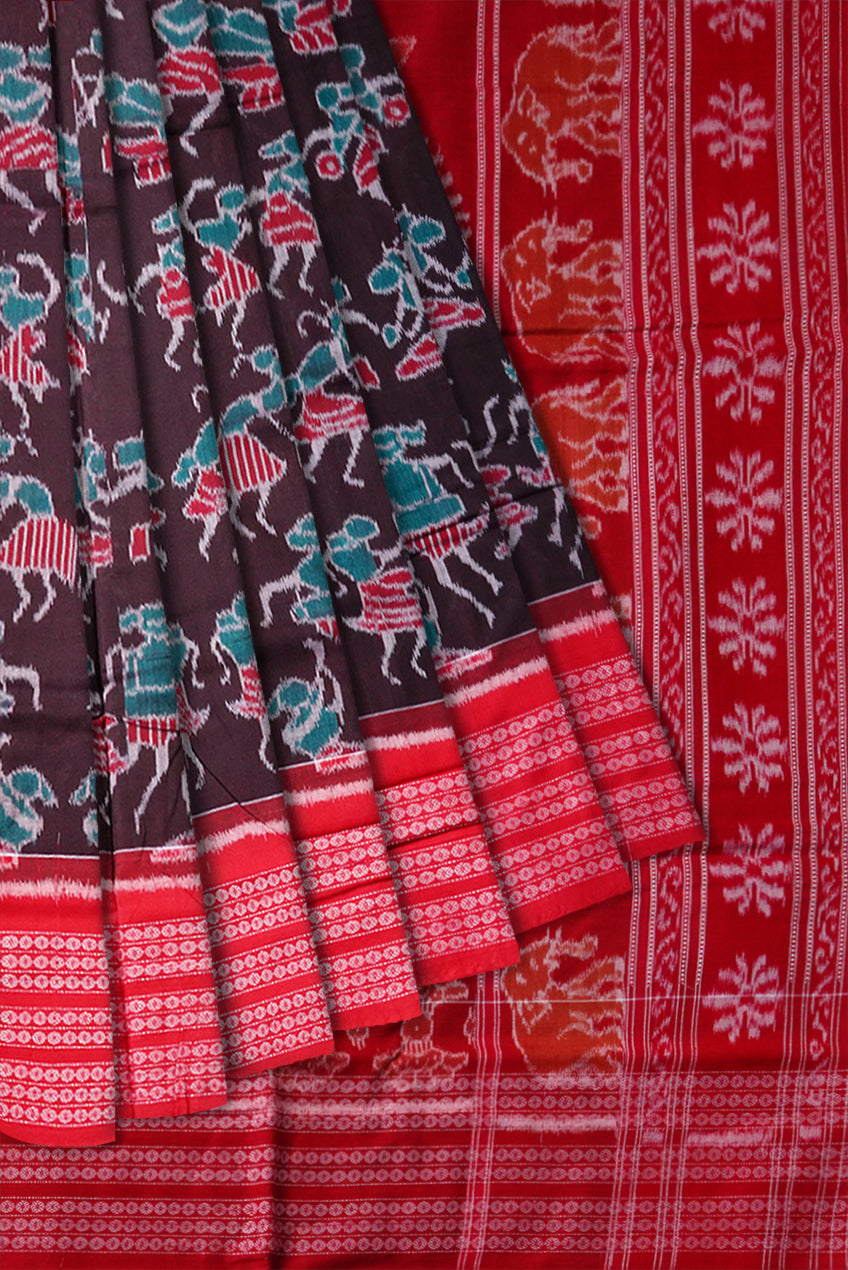 Tribal pattern pure cotton saree. - Koshali Arts & Crafts Enterprise