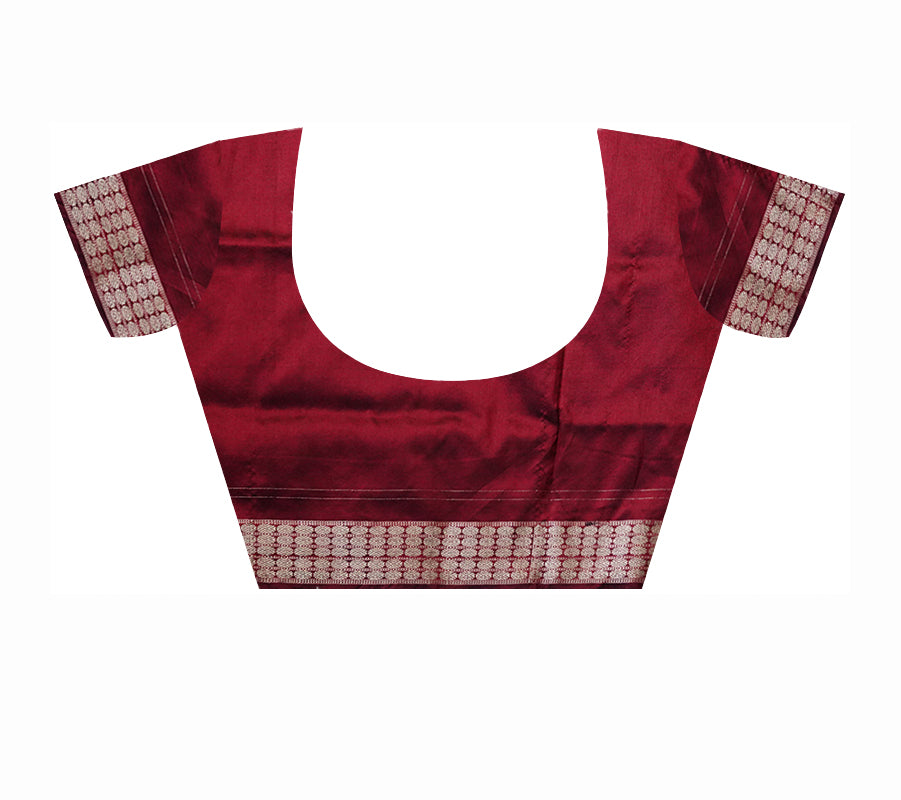 Blue and coffee color Terracotta with pasapali pattern pata saree. - Koshali Arts & Crafts Enterprise