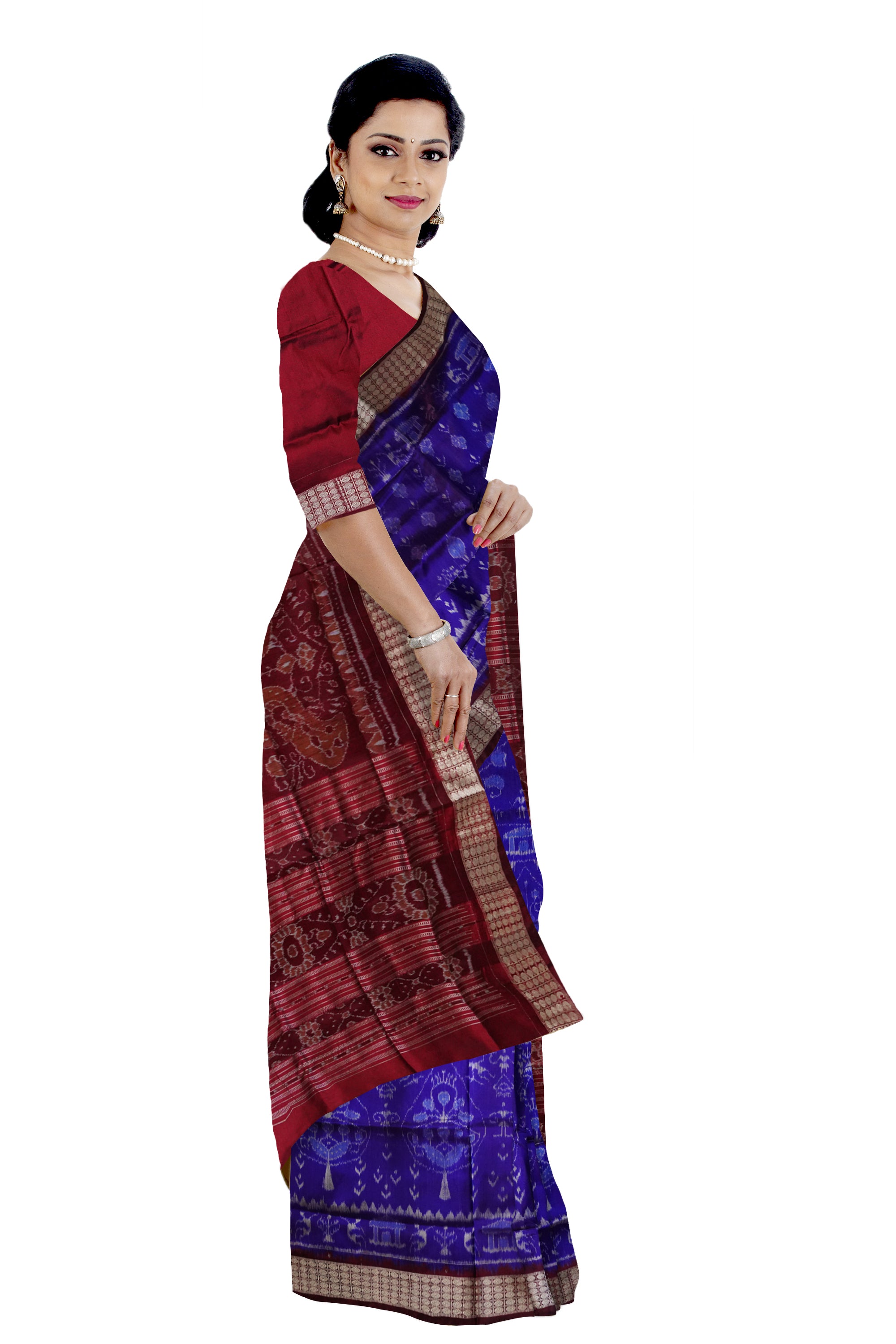 Traditional terracotta with village pattern pata saree. - Koshali Arts & Crafts Enterprise