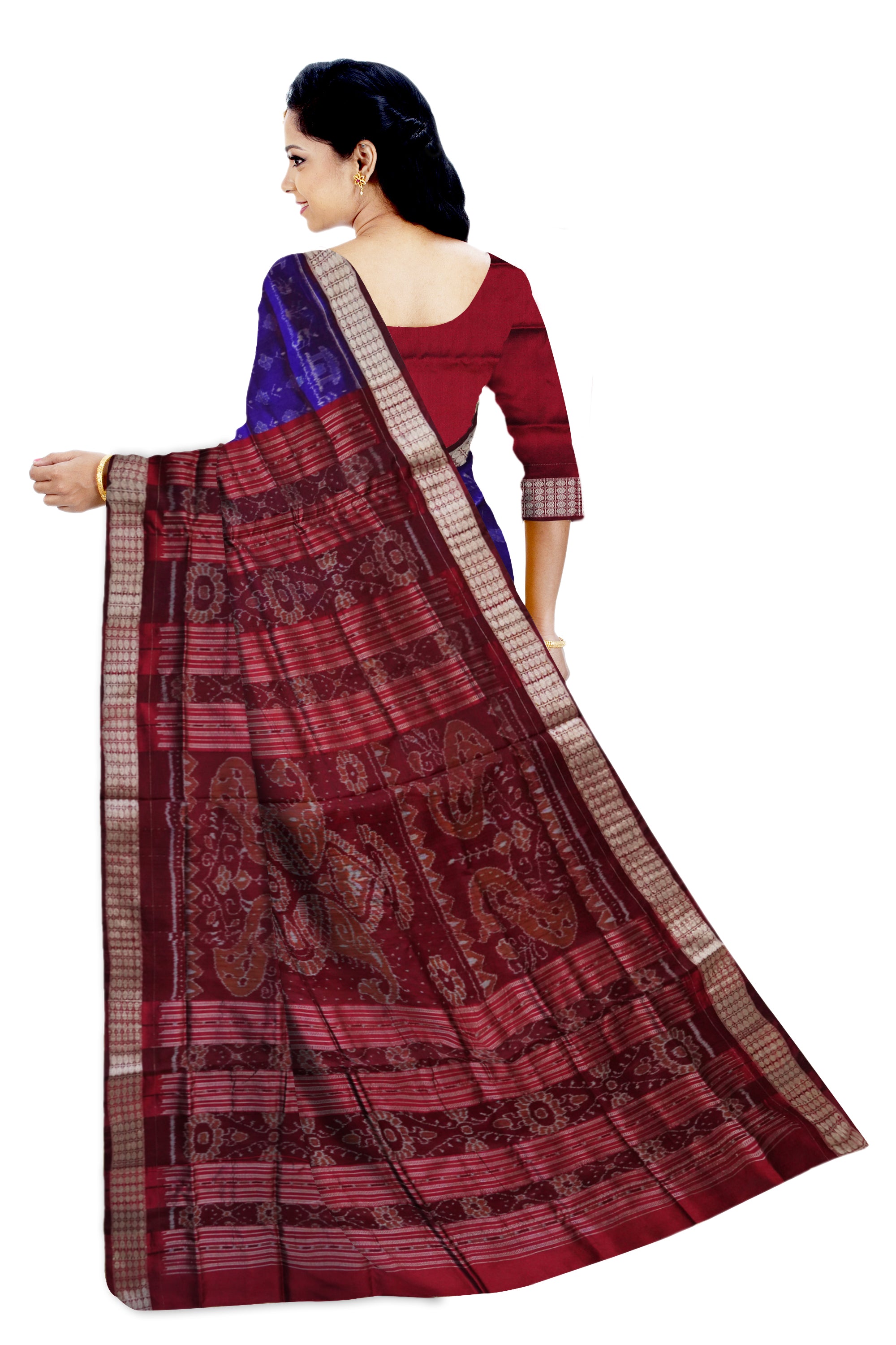 Traditional terracotta with village pattern pata saree. - Koshali Arts & Crafts Enterprise