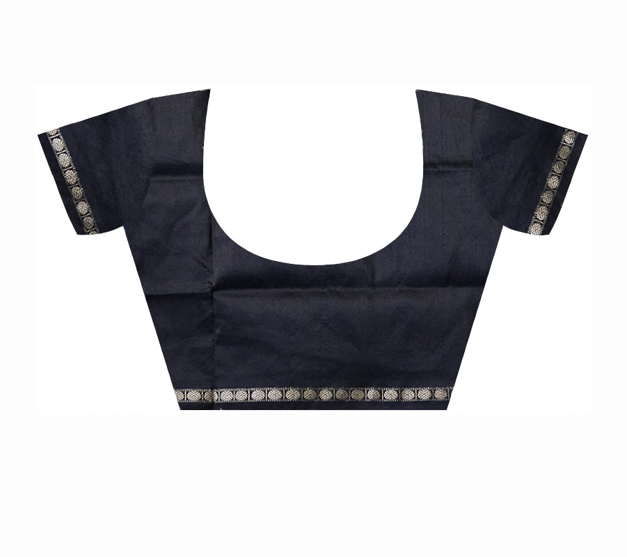 Deep pink and black color single border plain pata saree. - Koshali Arts & Crafts Enterprise