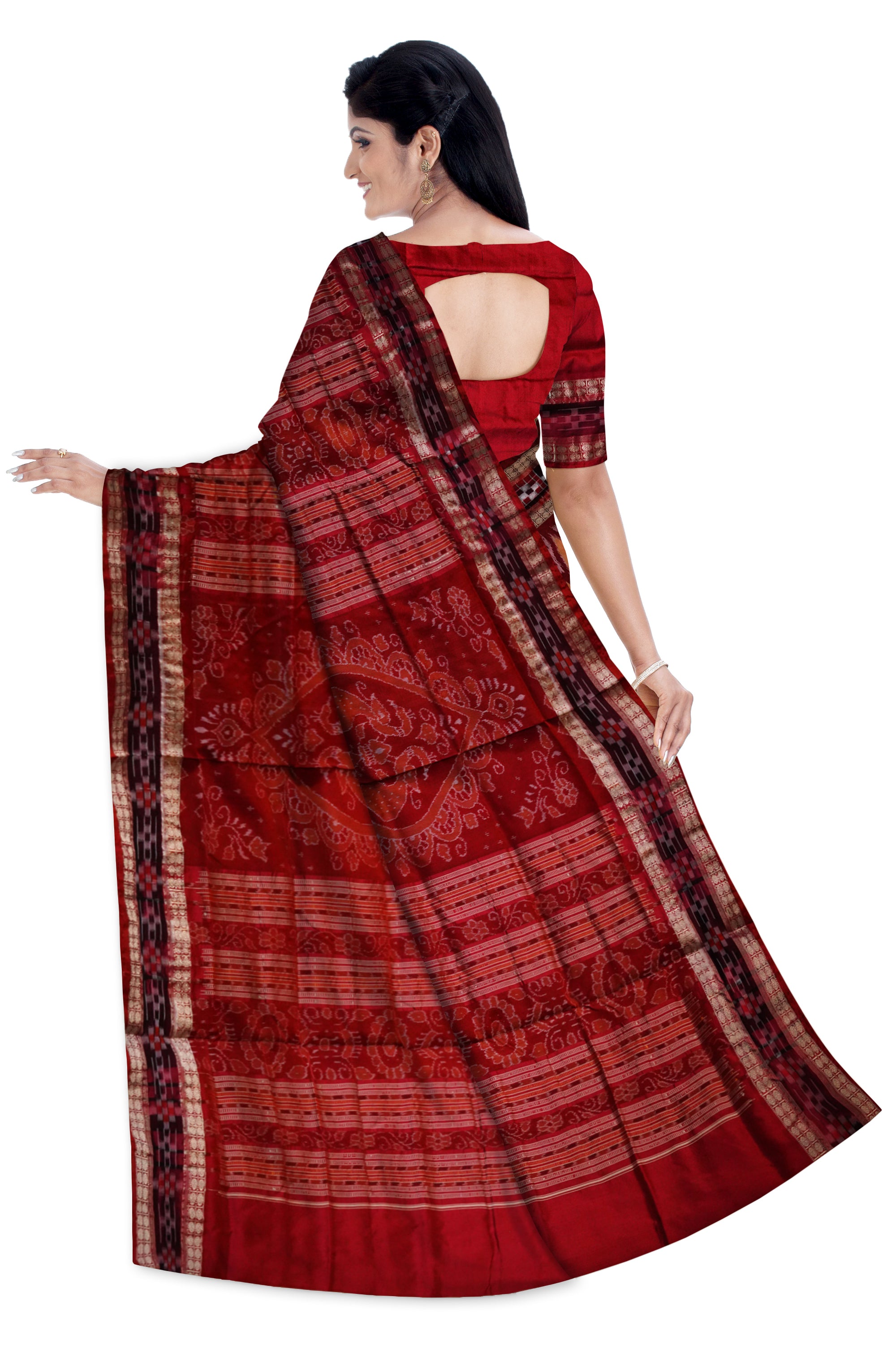 Yellow & maroon color pasapali border plain pata saree. - Koshali Arts & Crafts Enterprise