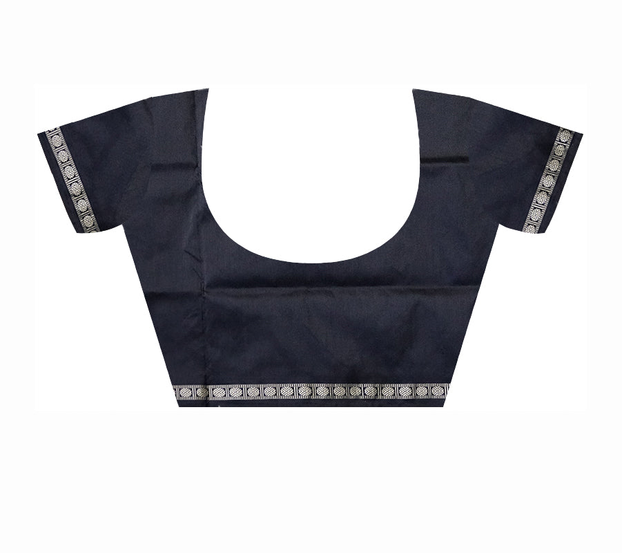 Light pink and black color small border pattern plain pata saree. - Koshali Arts & Crafts Enterprise