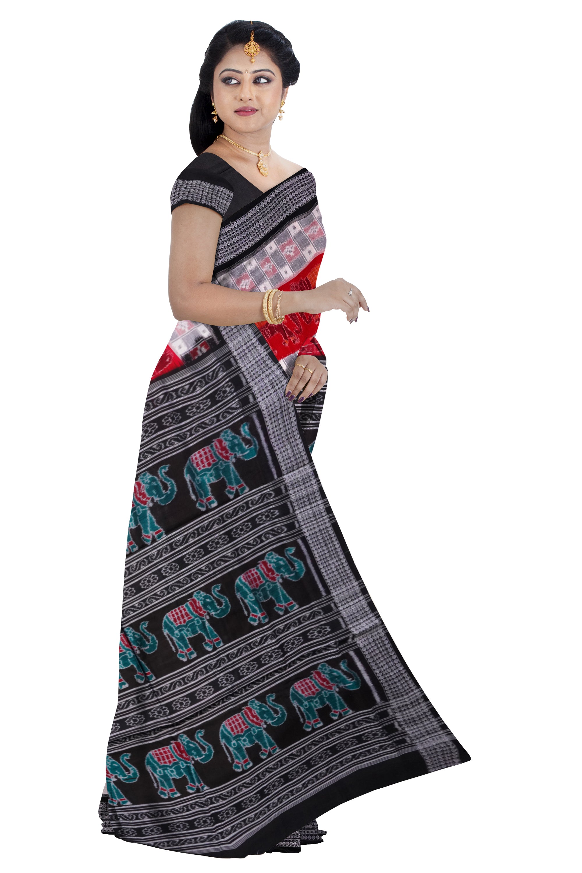 Elephant design pure cotton saree. - Koshali Arts & Crafts Enterprise
