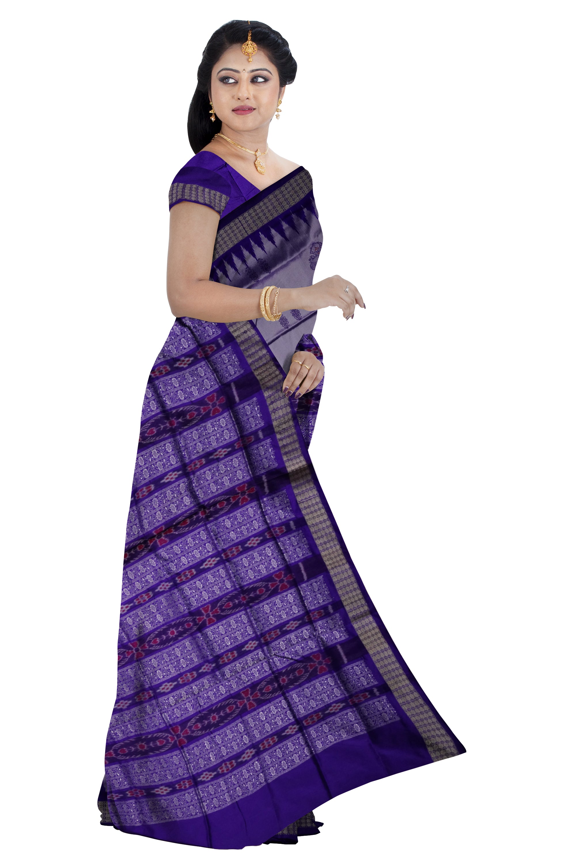 Silver & Purple color padma pata saree. - Koshali Arts & Crafts Enterprise