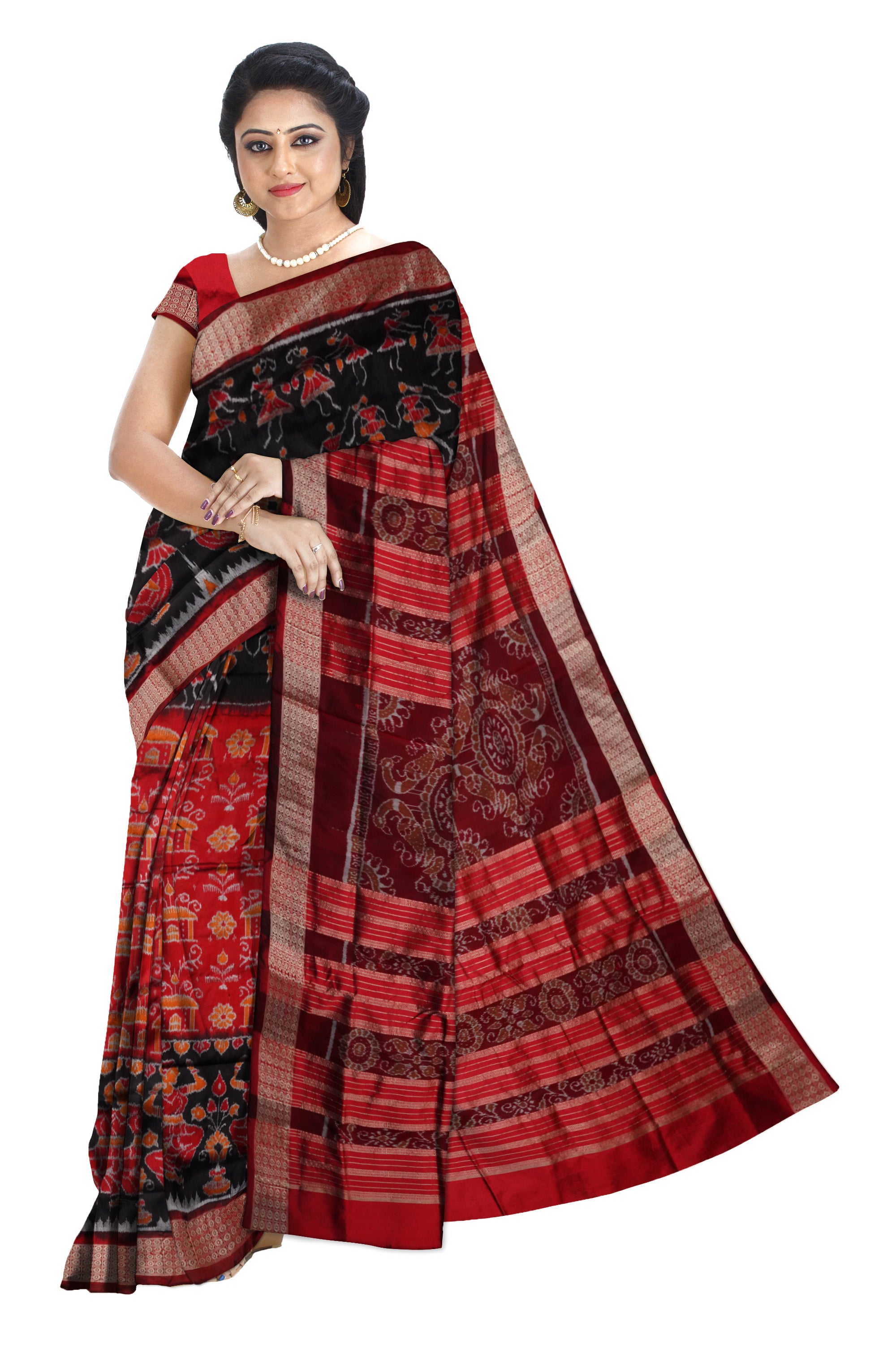 Nartaki with terrcotta pattern pata saree. - Koshali Arts & Crafts Enterprise