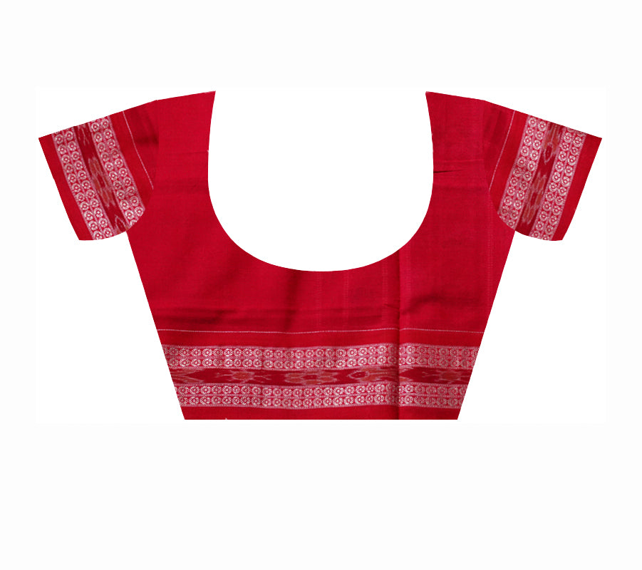 Beautiful peacock with pasapali pattern blue and red color pure cotton saree. - Koshali Arts & Crafts Enterprise