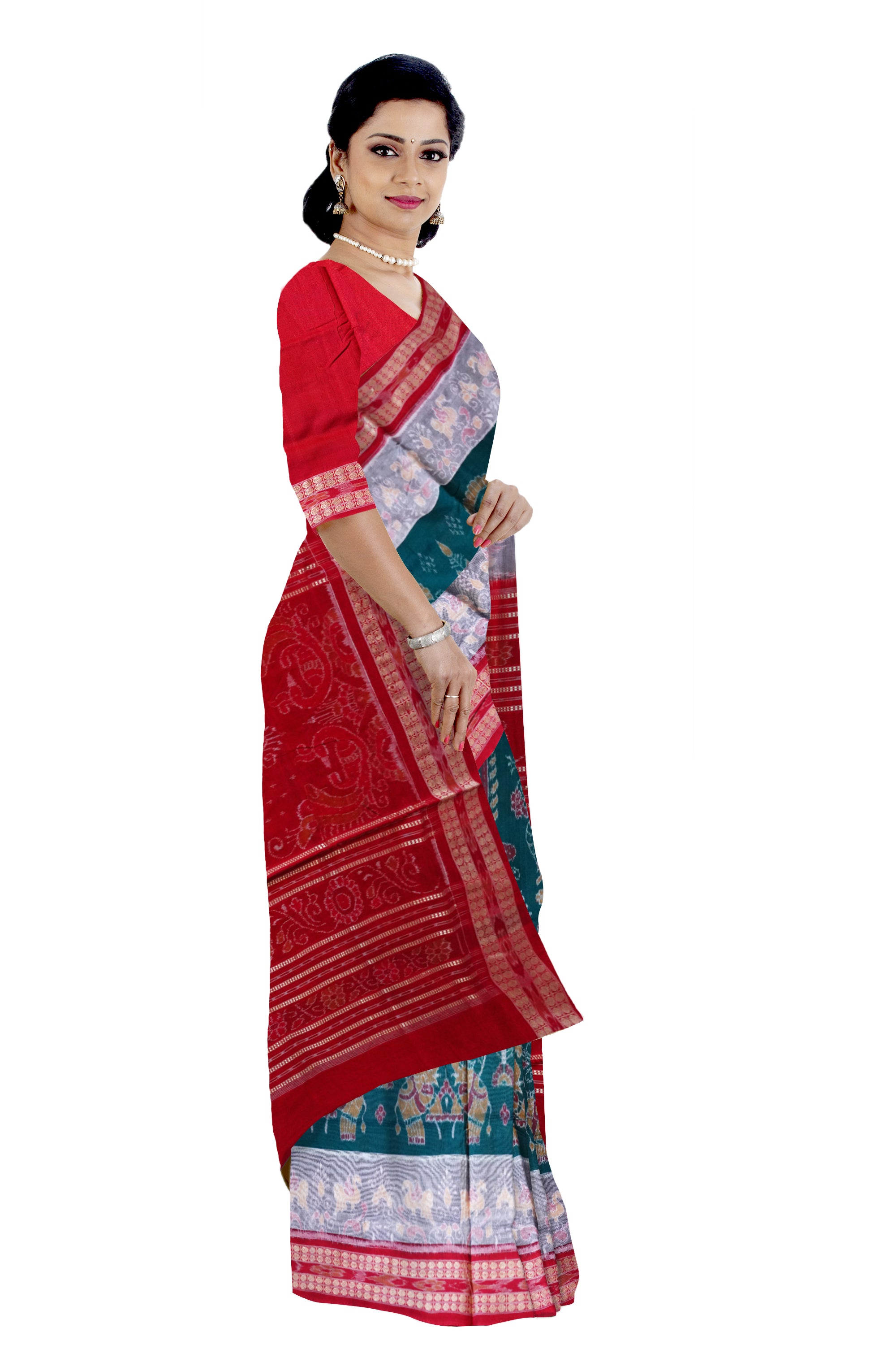 Nartaki with elephant pattern pure cotton saree is 3d color base. - Koshali Arts & Crafts Enterprise