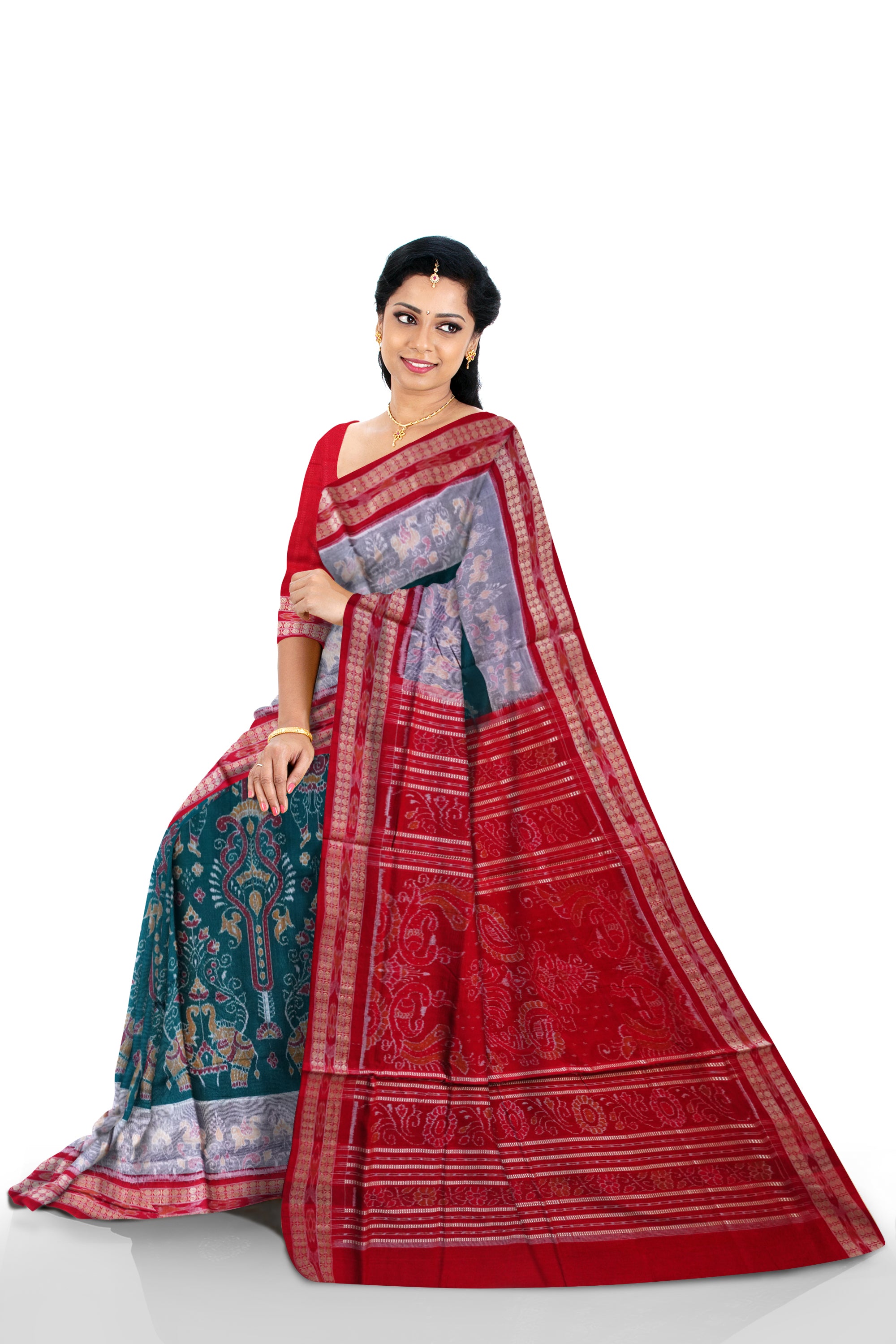 Nartaki with elephant pattern pure cotton saree is 3d color base. - Koshali Arts & Crafts Enterprise