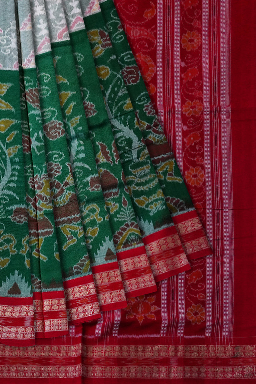 Terracotta with tree pattern pure cotton saree is 3d color base. - Koshali Arts & Crafts Enterprise