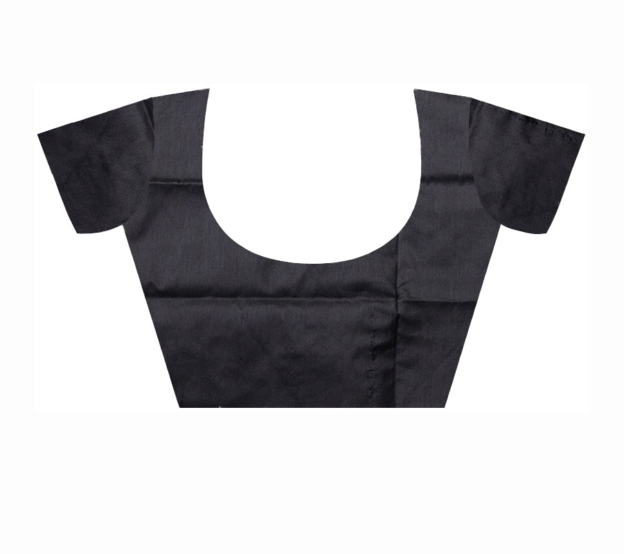 Traditional tree with elephant pattern pata saree is maroon & black color. - Koshali Arts & Crafts Enterprise