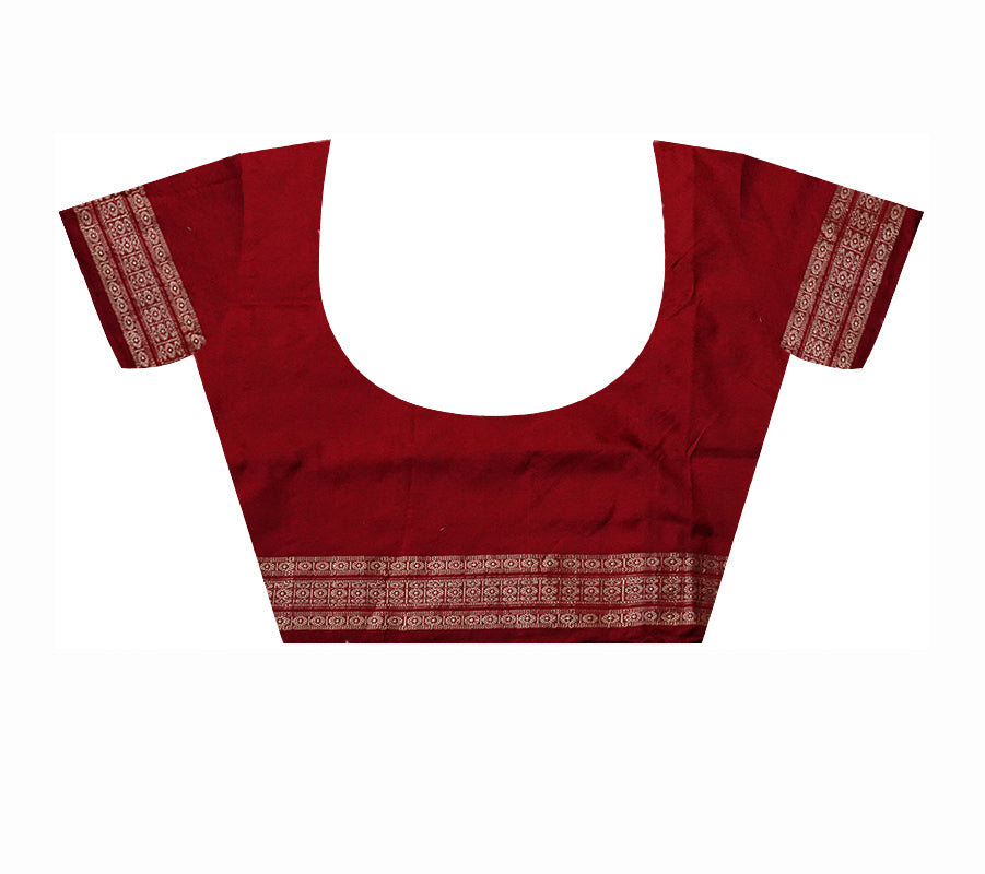 Peach & maroon color bomkei pata saree. - Koshali Arts & Crafts Enterprise