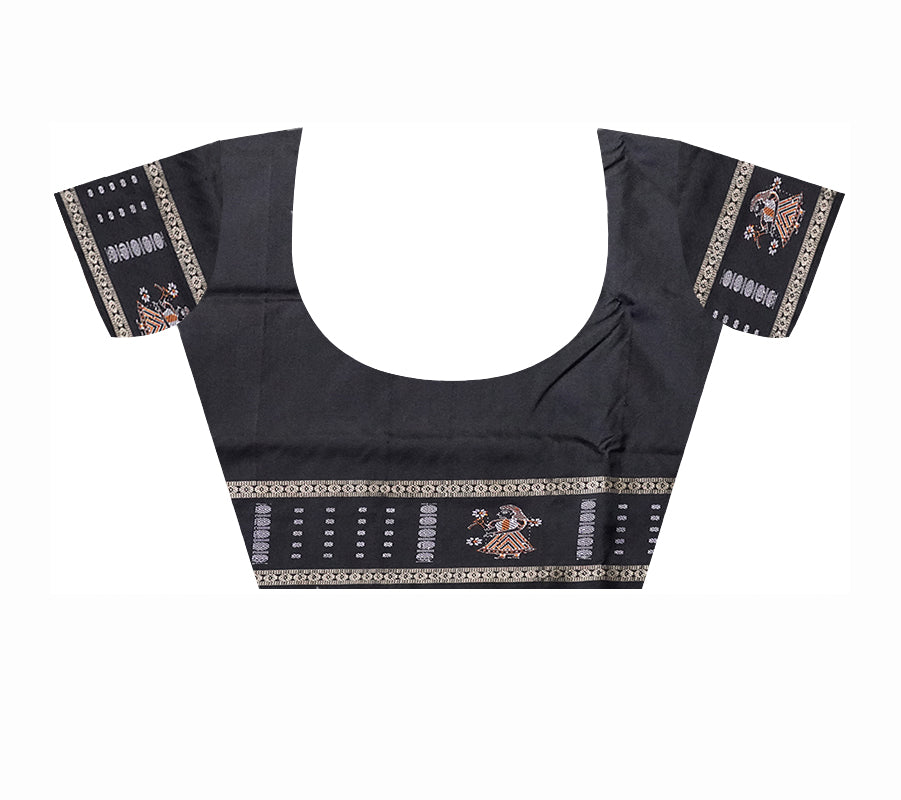 Plain doll pattern pata saree in Red and Black. - Koshali Arts & Crafts Enterprise